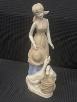 Vintage Ardalt Lenwile China Porcelain Girl with Geese, Hat and Bucket