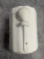 Vintage1988 FTDA White Porcelain Floral Canister Jar With Matching Lid/Side Spoon Holder - Image 3