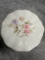 Vintage1988 FTDA White Porcelain Floral Canister Jar With Matching Lid/Side Spoon Holder - Image 2